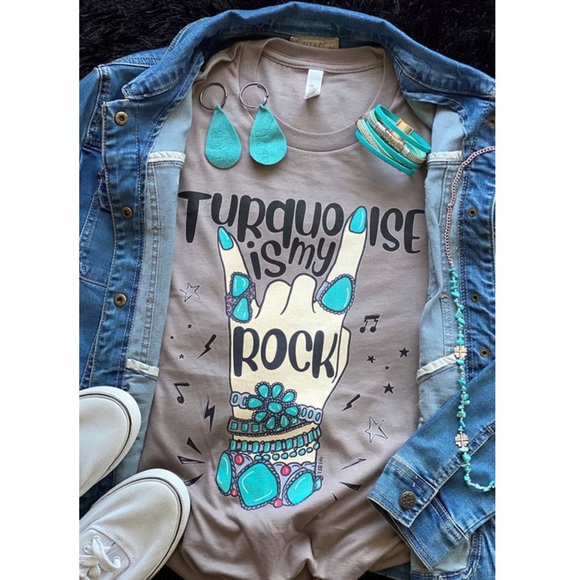 Turquoise is My Rock Boho graphic tee - Picture 2 of 4